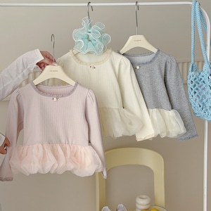 春韓国風チュールTシャツ