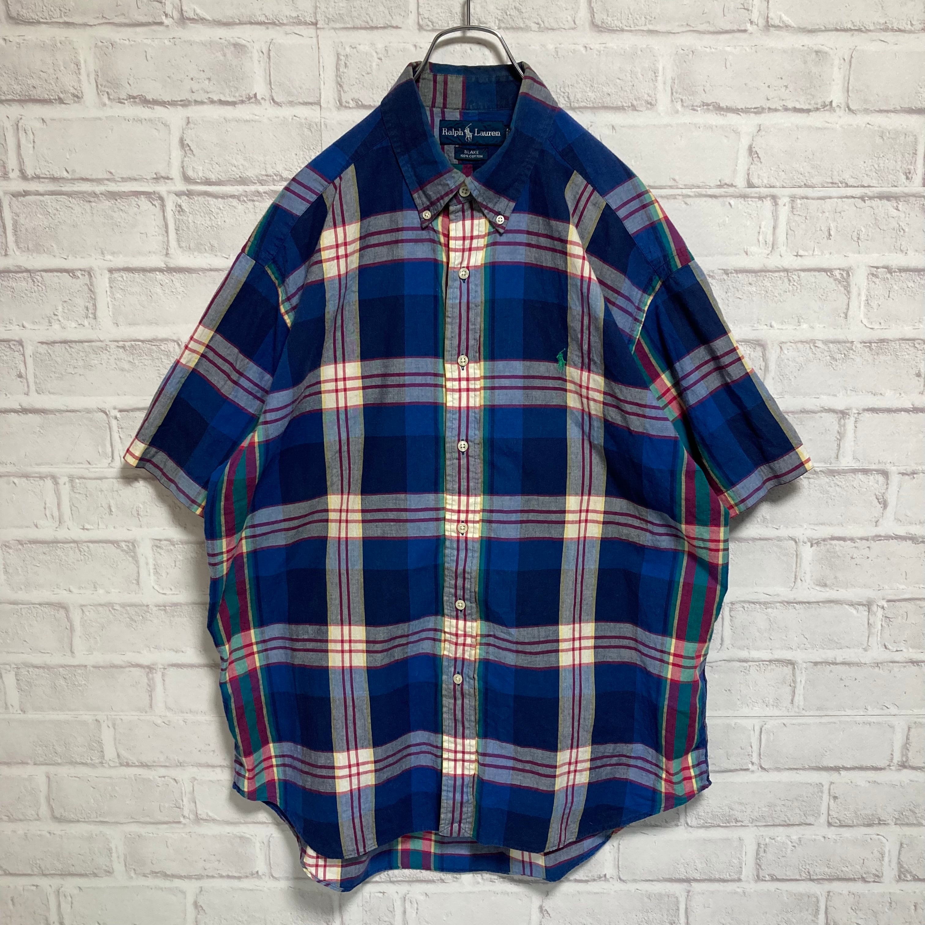 【Ralph Lauren】S/S Check BD Shirt L “BLAKE” ラルフローレン 半袖チェックシャツ チェック柄  ボタンダウンシャツ BDシャツ ブレイク 刺繍ロゴ ポニーロゴ ワンポイントロゴ アメリカ 古着