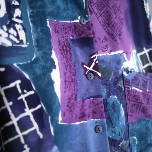 poison color art pattern loose box silhouette h/s shirt