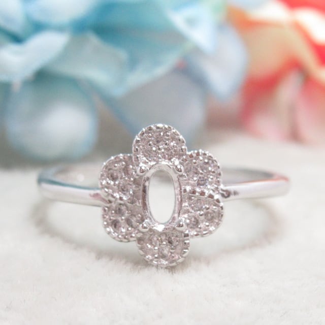 5×3㎜ フラワーパヴェ S925 リング台 SV