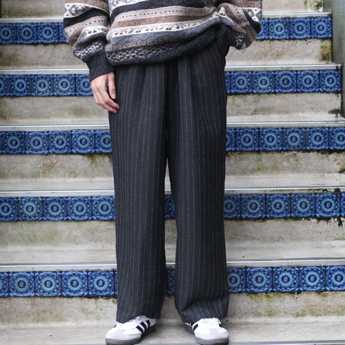 USA VINTAGE STRIPE PATTERNED WOOL SLACKS PANTS/アメリカ古着ストライプ柄ウールスラックスパンツ