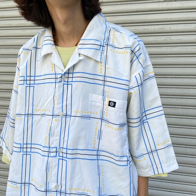 『送料無料』SOUTHPOLE サウスポール　総柄半袖シャツ　オープンカラー　ポリシャツ