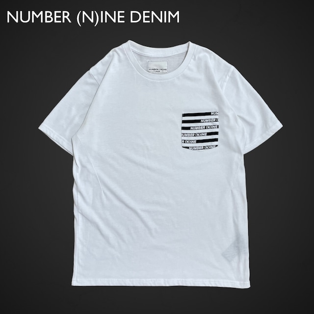 【NUMBER (N)INE DENIM】ポケットTシャツ ロゴ Tシャツ ポケt 白t ナンバーナイン M 半袖 古着
