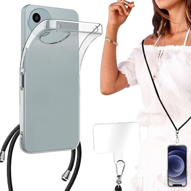 AQUOS wish5 SH-52F ケース ショルダー クリア アクオス ウィッシュ5 SH-M32 スマホケース 透明 クリアケース ストラップ 首がけ ウィッシュ 5 透明ケース カバー 適用【BonwFzin】 軽量 薄型 肩がけ 斜め掛け 耐衝撃 ストラップ付き バンパー 携帯カバー 取り外し可 組合せ式
