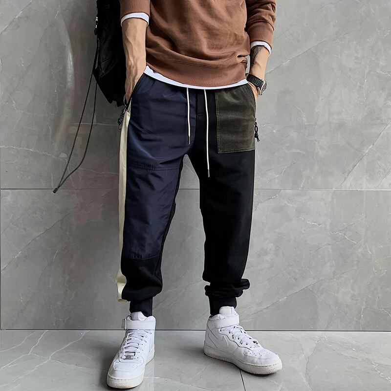 カラークロップドスプリングスタイルカジュアルパンツ ストリート 春物 ステッチ Xu_Tailang57543522910