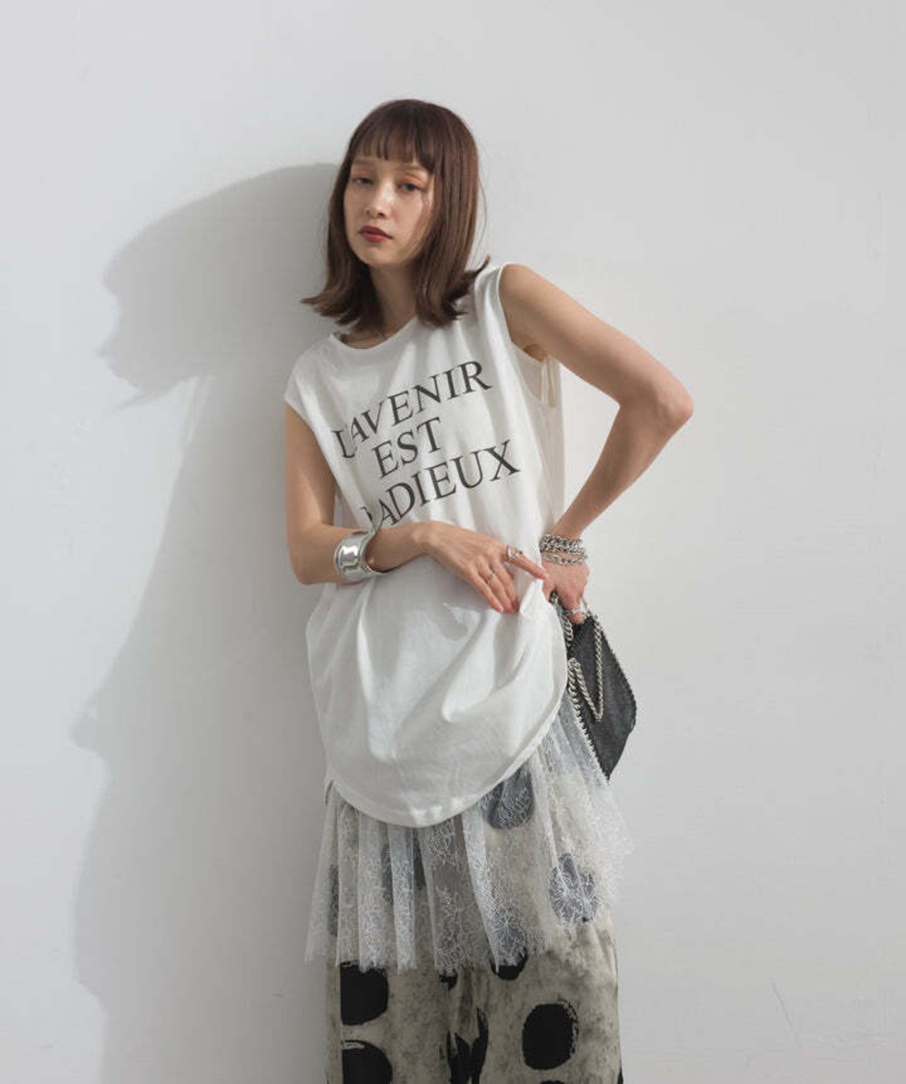 AE2972 ロゴフレンチスリーブプルオーバー offwhite