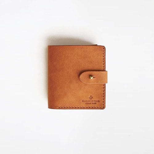 使いやすい 二つ折り財布 【 ブラウン 】 コンパクト メンズ レディース ブランド 革 鍵 収納 （受注生産品）
