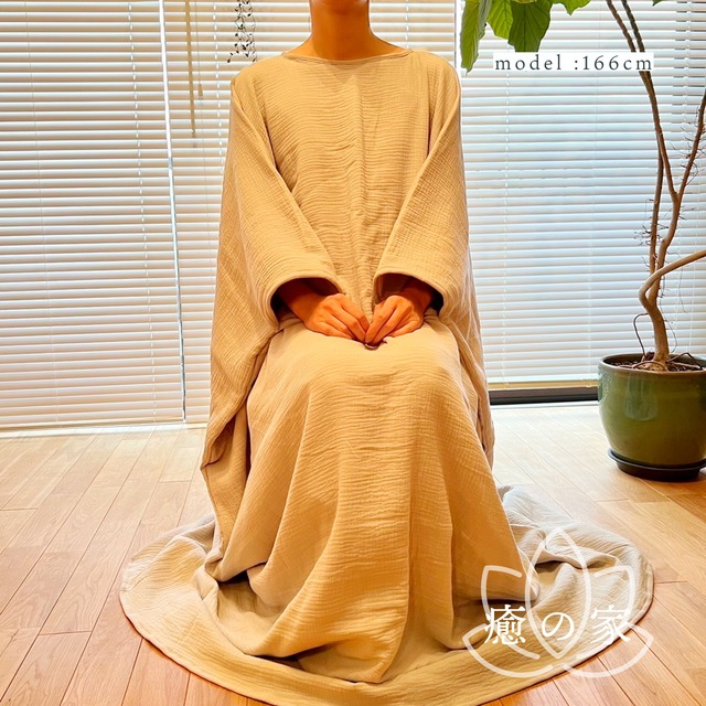 【12月1日(月)20:00】限定カラー「くすみパープル」 <一重タイプ>癒の家の優しいガーゼマント(よもぎ蒸しマント)