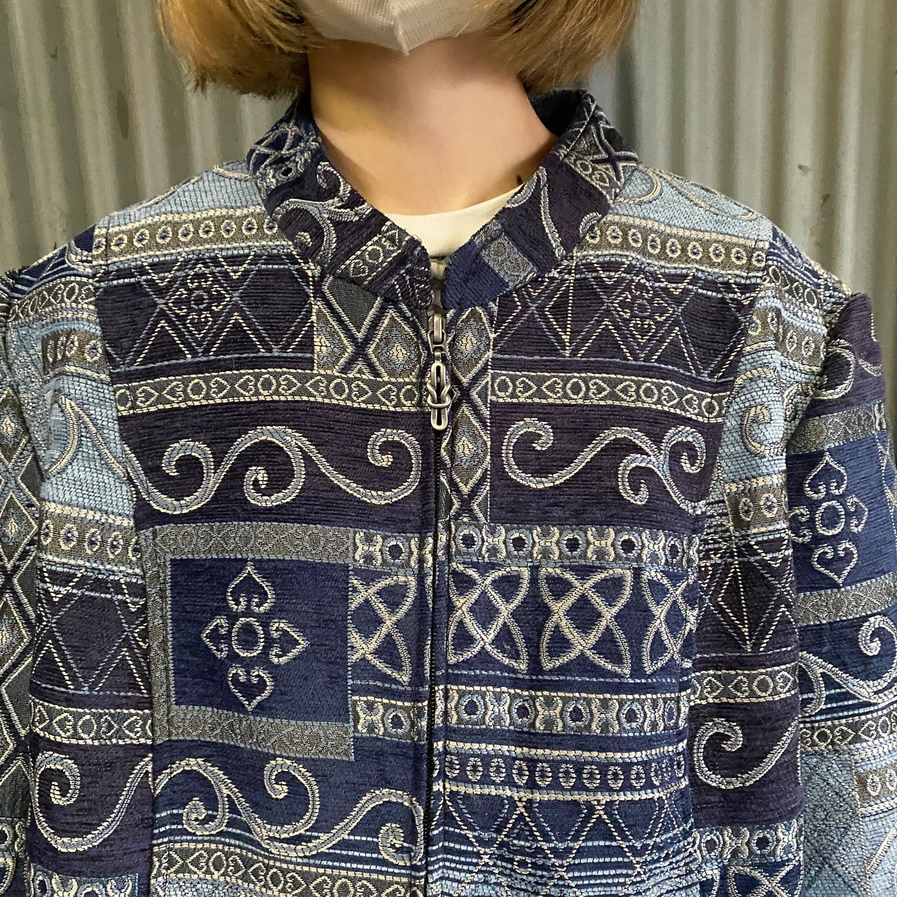 dressbarn フルジップ ハイネック ジャガード デザイン ジャケット 