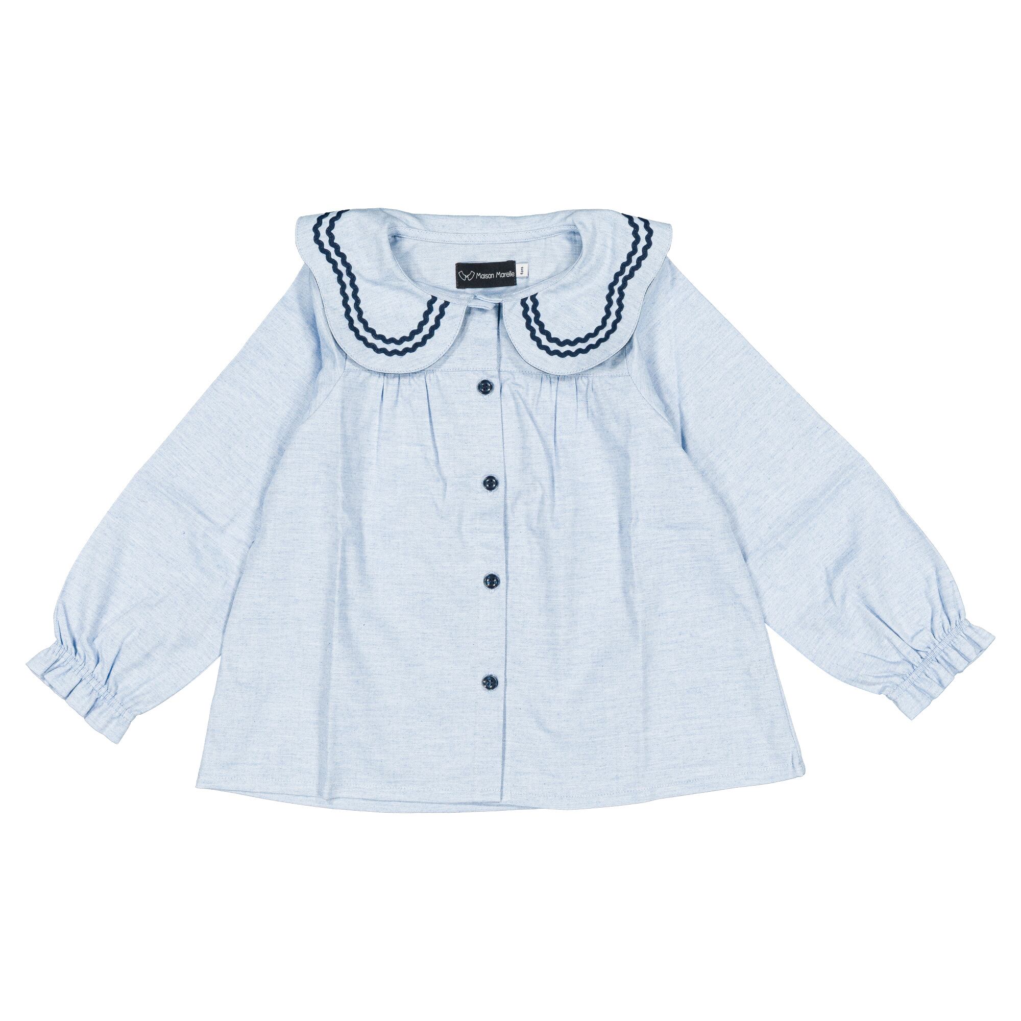 【予約・特典あり】Maison Marelle / Blouse PASSY- heathered blue / 12m~5Y