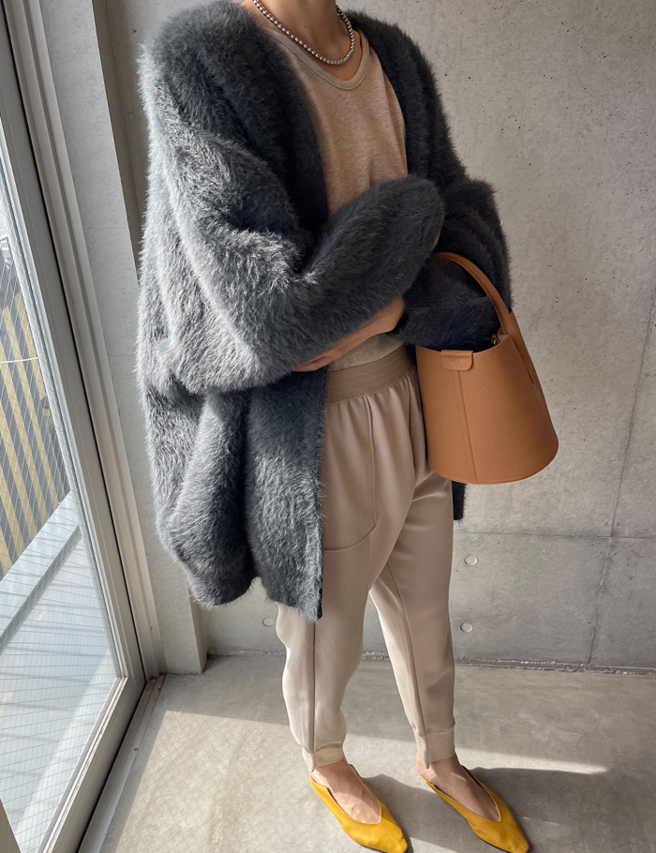 【25aw】Viscose Over-fit Cardigan_Dark-Gray