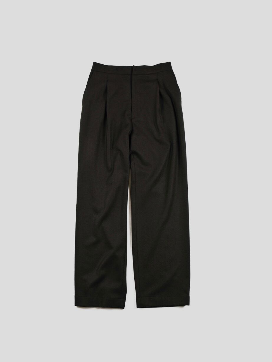 cashmere wool flannel tuck easy wide pants | sowell