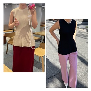 【即納】PEPLUM RIB KNIT TOPS -2color-