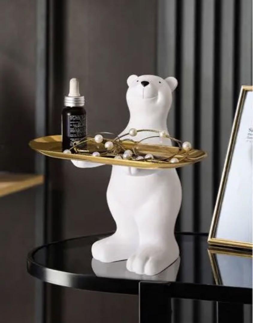 即納】可愛いシロクマ置物 皿をあげる 白熊 インテリア 雑貨 お洒落