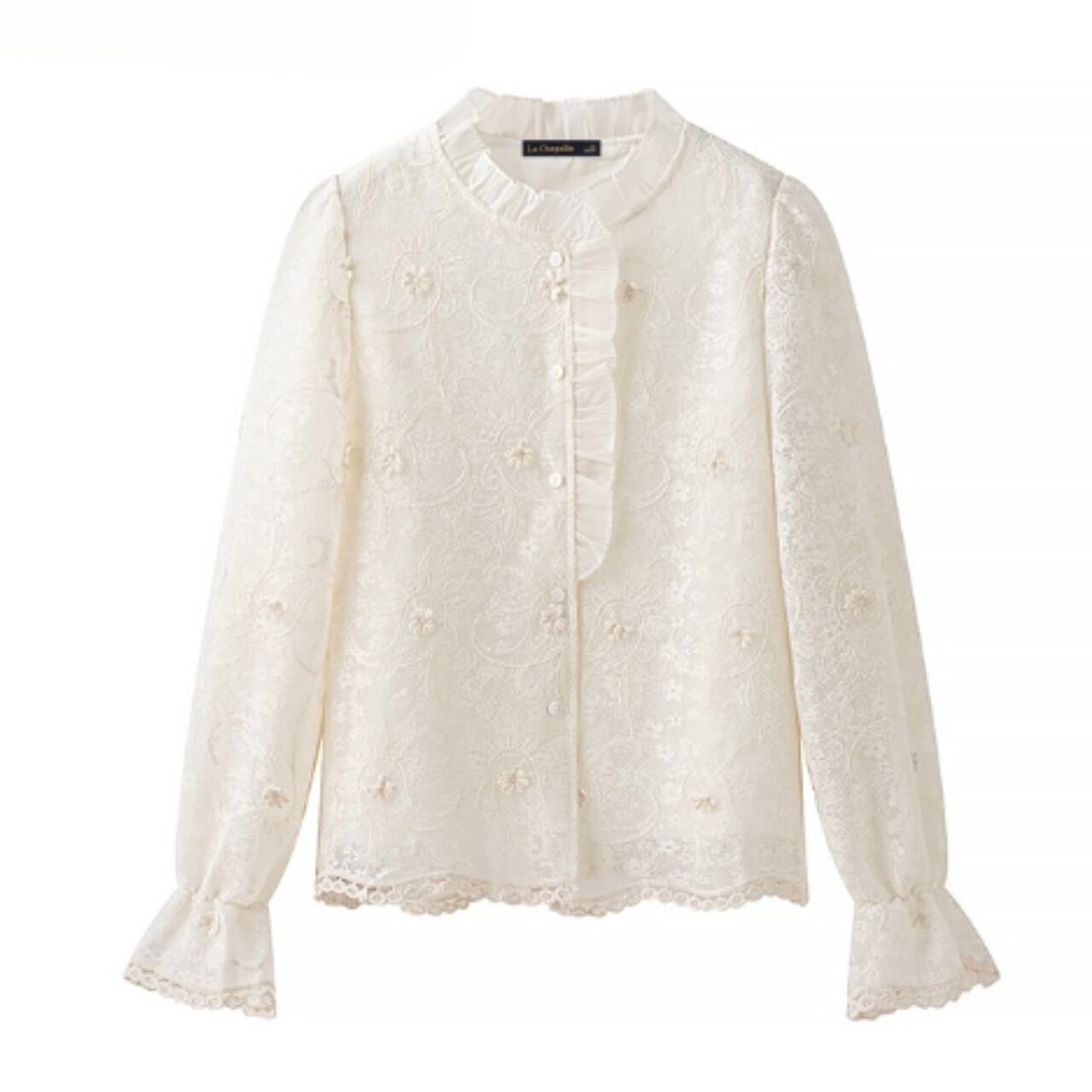 Lace Flare Sleeve Blouse F0121