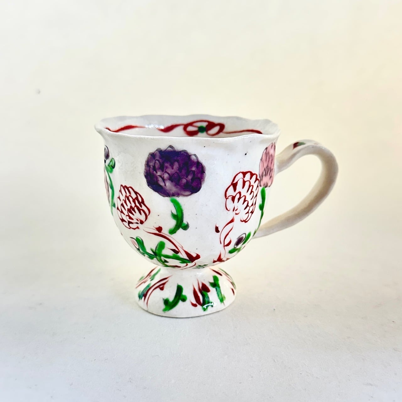 志野赤絵野花マグカップ(ピンク、紫)【榛澤宏】