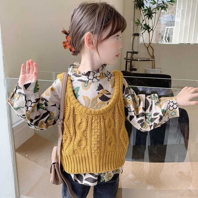 子供服 ケーブル編みがかわいい女児用ニットジレ 韓国子供服 プチプラ韓国ファッション通販 Mocchida モッチダー