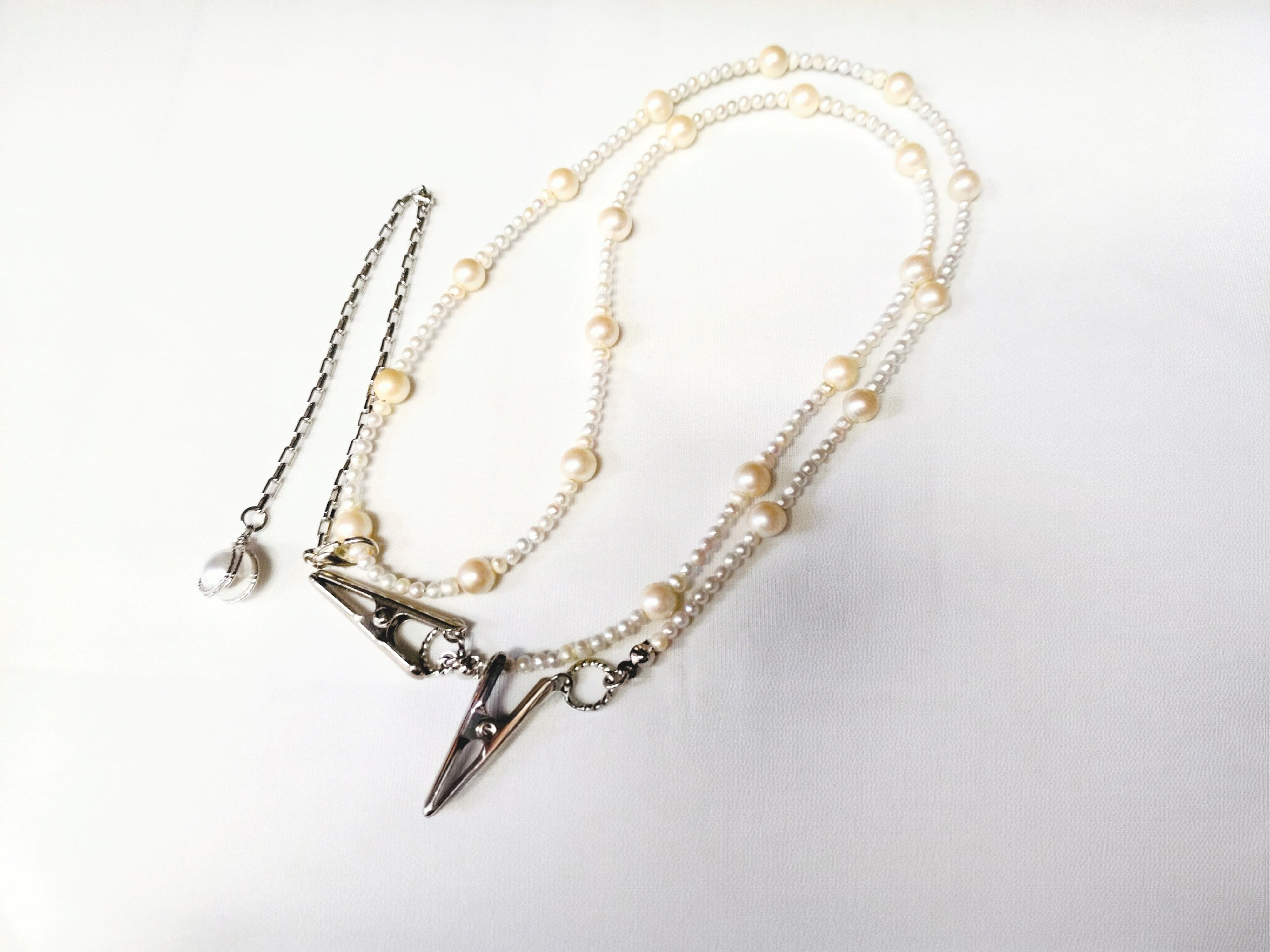 淡水パールのナプキンクリップ・白