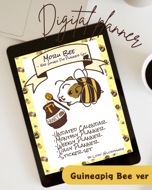 【DIGITAL & PRINTABLE PLANNER】モルモットハチ柄