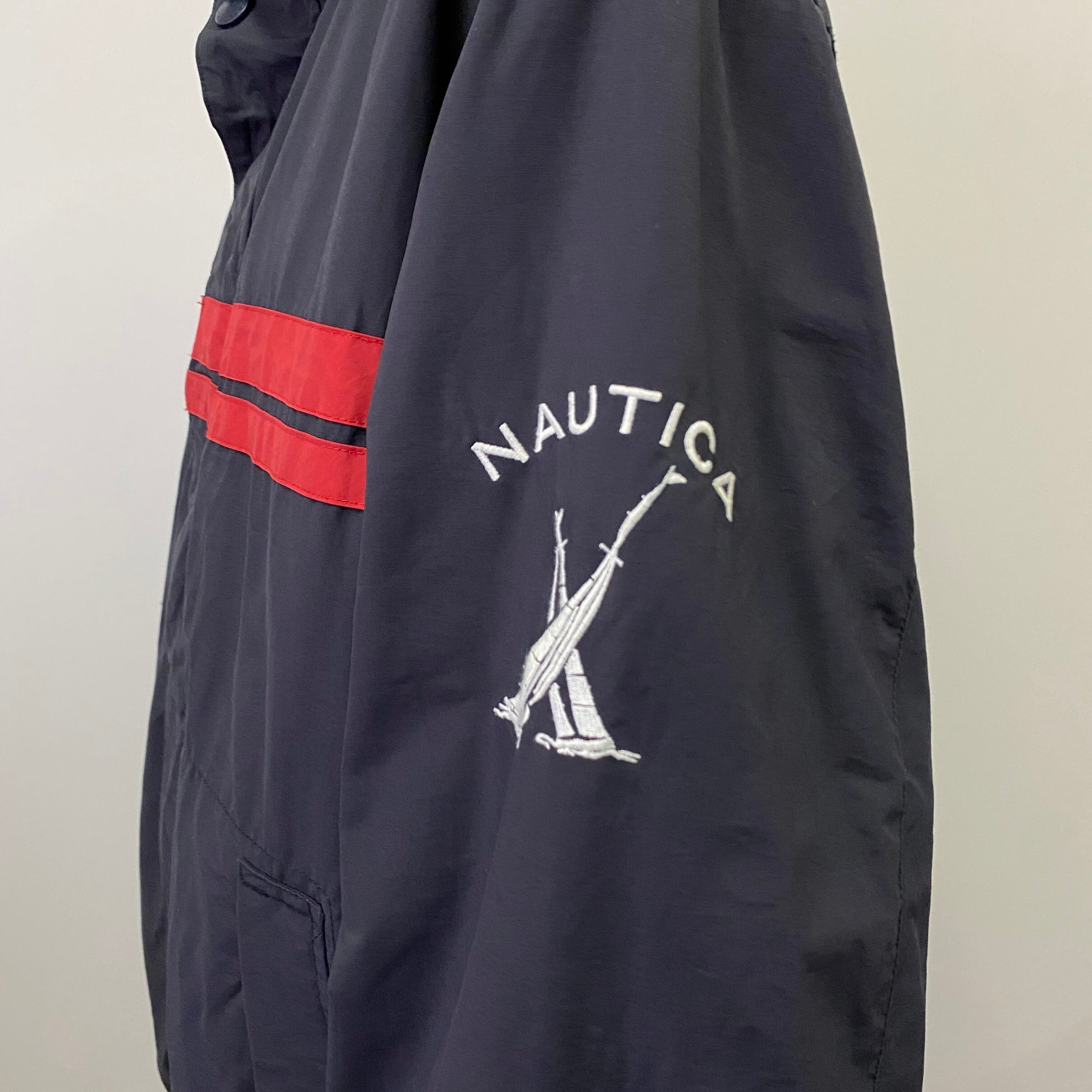 NAUTICA ノーティカ 袖刺繍 ライン ハイネック コットン×ナイロン