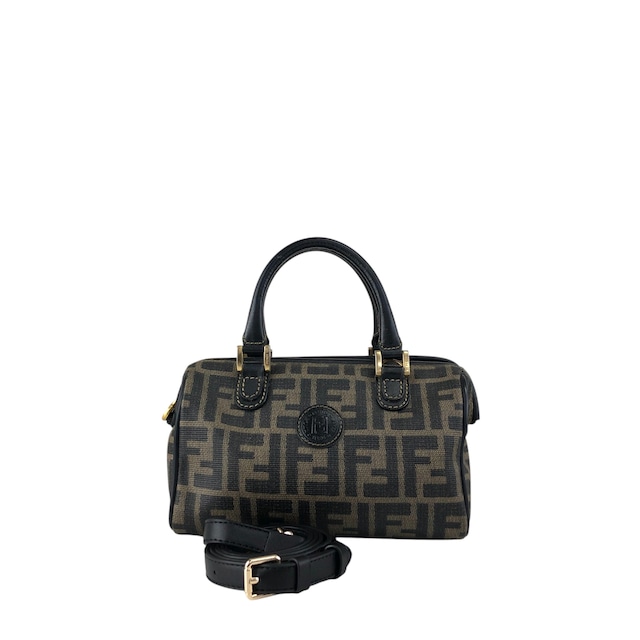 FENDI フェンディ ズッカ ショルダーバッグ ブラック PVCレザー 2way ミニボストン vintage ヴィンテージ オールド prhk66