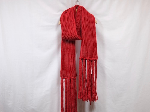 LENO” CHUNKY KNIT SCARF RED”