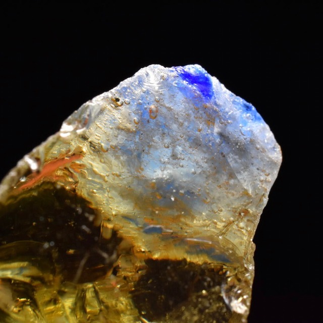 虹入り！シエラネバダ産 アンダラクリスタル原石 セレスチャルイエロー＆ロイヤルブルーバイカラー