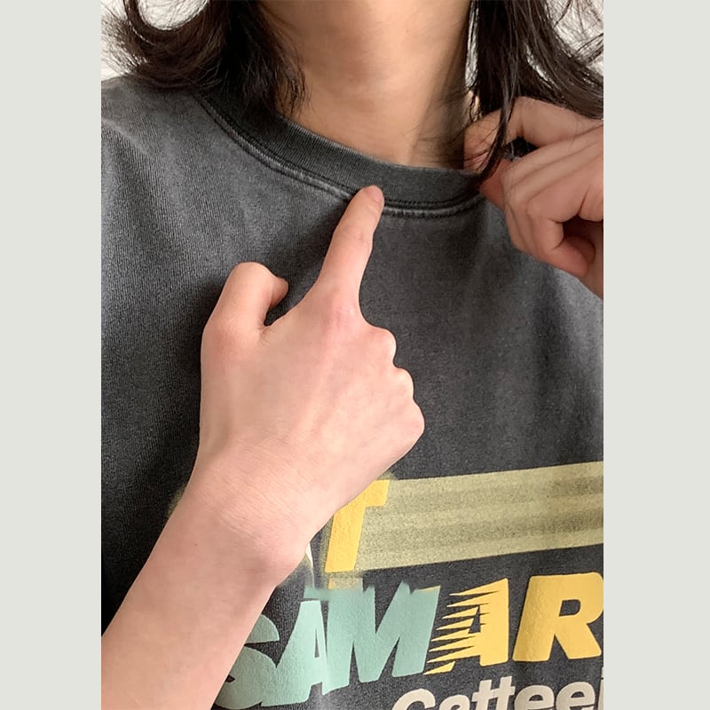 jiwuusウォッシュド英字ロゴTシャツ | mblueshop