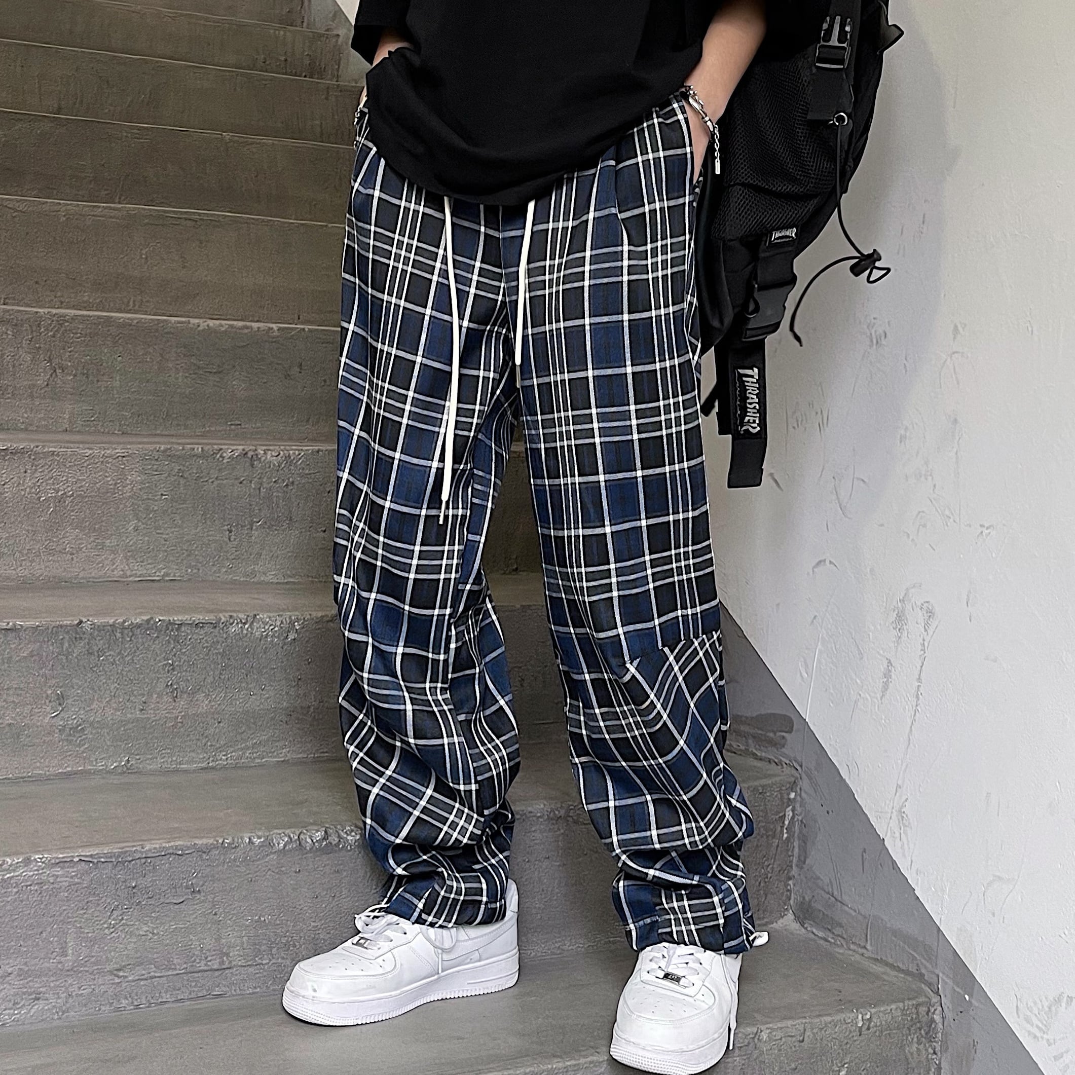 スタイル格子柄パンツ サマーレディースハイウェストウェストカジュアル ストリート かわいい 夏物 ケッペル85779076627