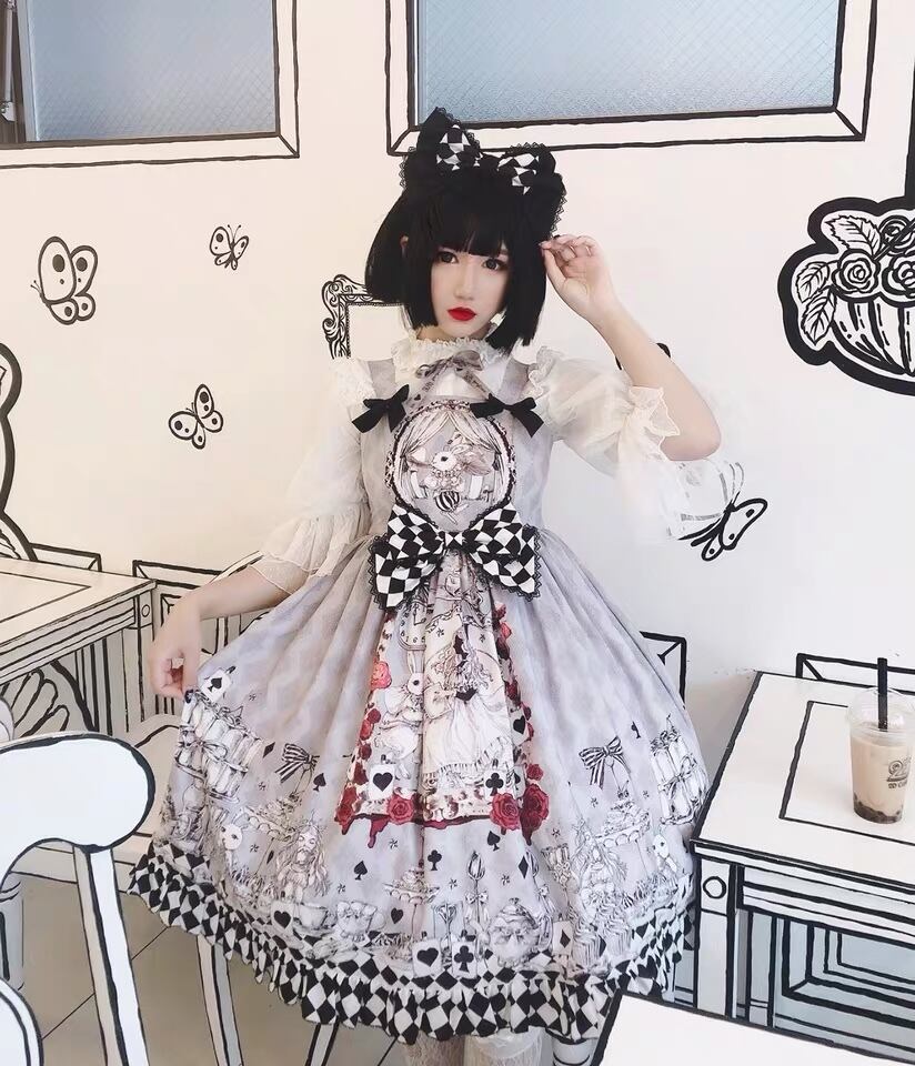 アリス柄トランプ柄 lolita ロリータ服 jsk