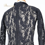 社交ダンス 衣装 ブラウス トップス 黒 レース メンズ 男性 長袖 ダンス パーティ 発表会 デモ 競技 パーティ衣装 ラテン ジャズ ブラック系 スタイリッシュ エレガント フォーマル おしゃれ ダンスウエア