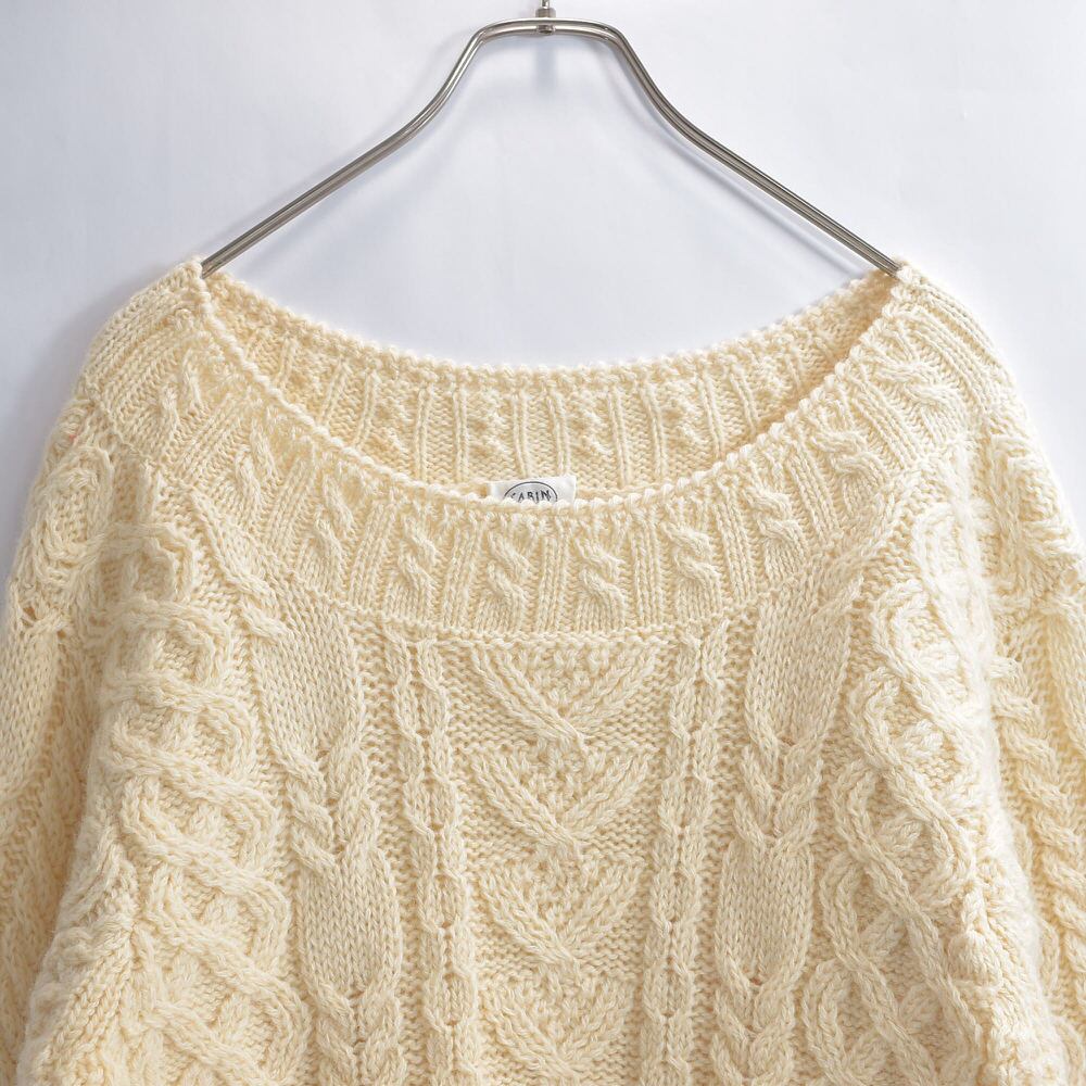 90s~ CABIN フィッシャーマン プルオーバーニット セーター ヴィンテージ アイボリー ビンテージ 古着 レディースLサイズ