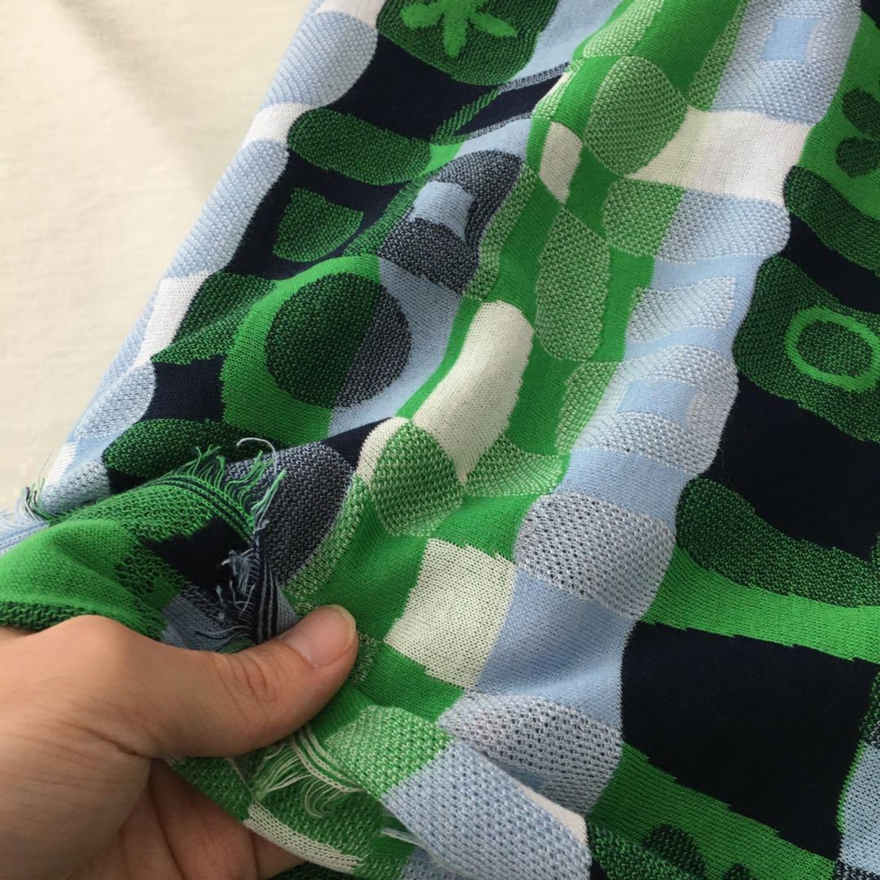 綿100接結ダブルジャガードニット生地-280㎝-curl tricot　2FX/6973●