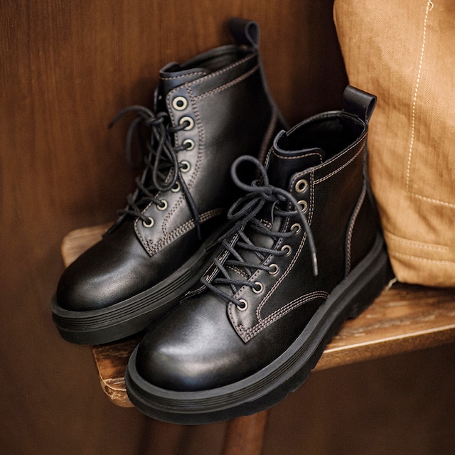 Black Double-stitched Boots / ブラック ダブル ステッチ ブーツ