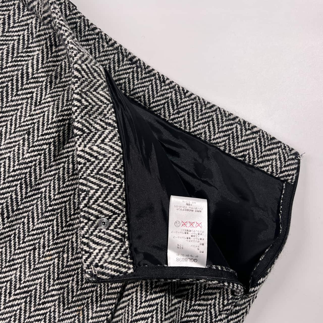 le coq sportif GOLF ルコックスポーツ ゴルフ ヘリンボーン ラップスカート 9/ブラック×ホワイト ウール混 レディース