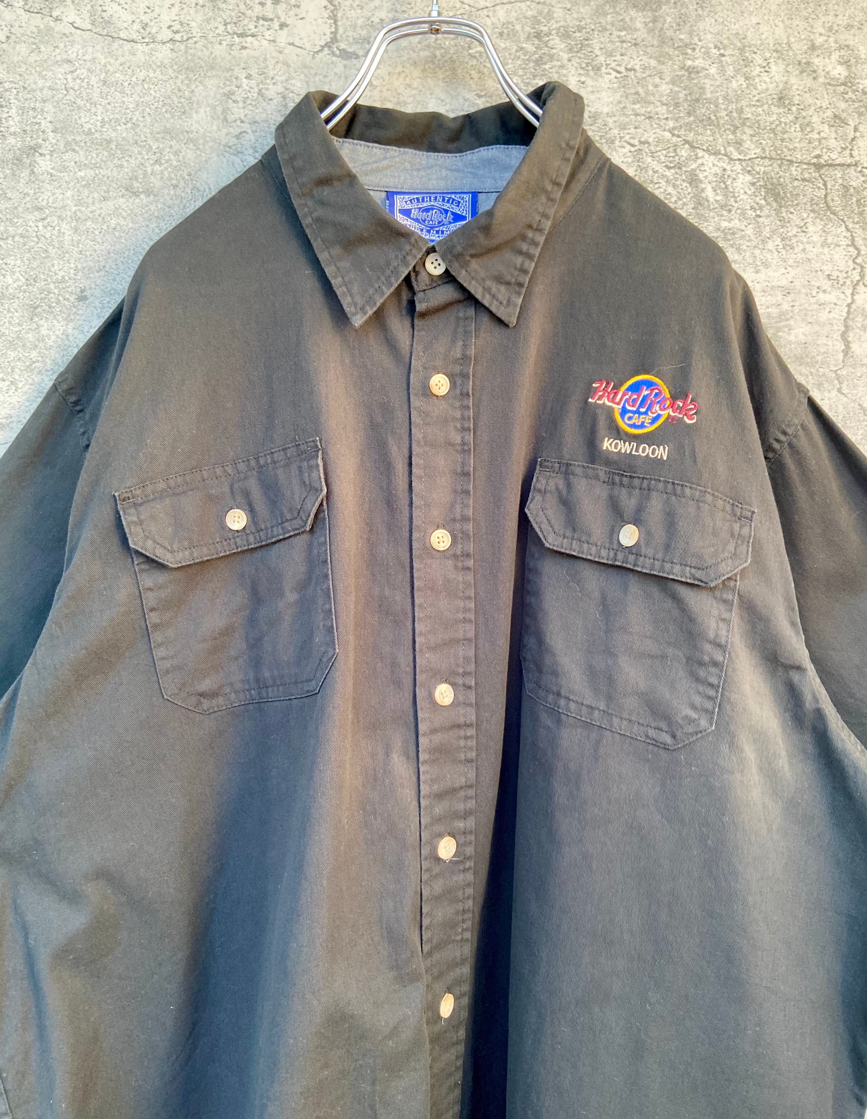 vintage Hard Rock Cafe/ハードロックカフェ  刺繍 長袖シャツ XL オーバーサイズ  黒
