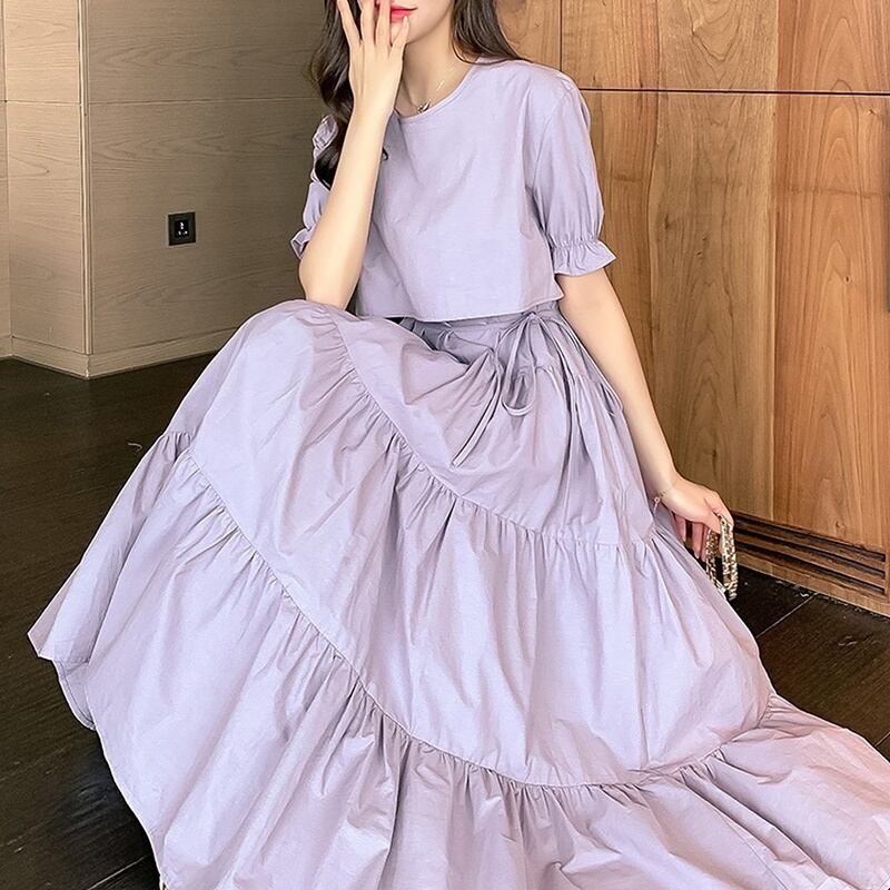 ティアードワンピース 半袖 3color 503 Lecchy