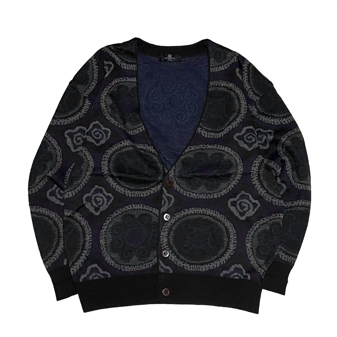 size L】UNGARO レトロ 総柄 カーディガン ニット セーター | Pay ID 