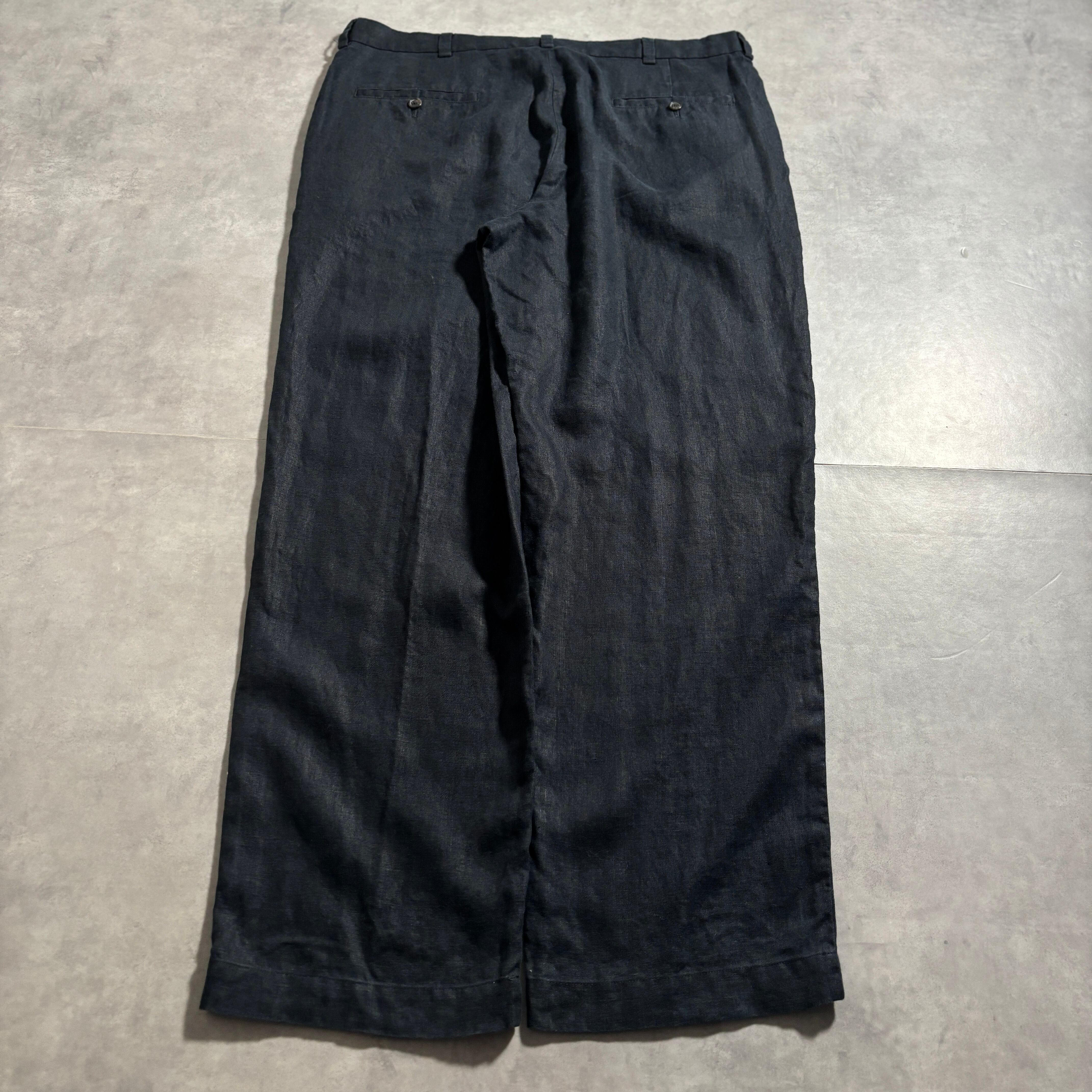 00s Brooks Brothers wide linen slacks black | 1921_clothing_