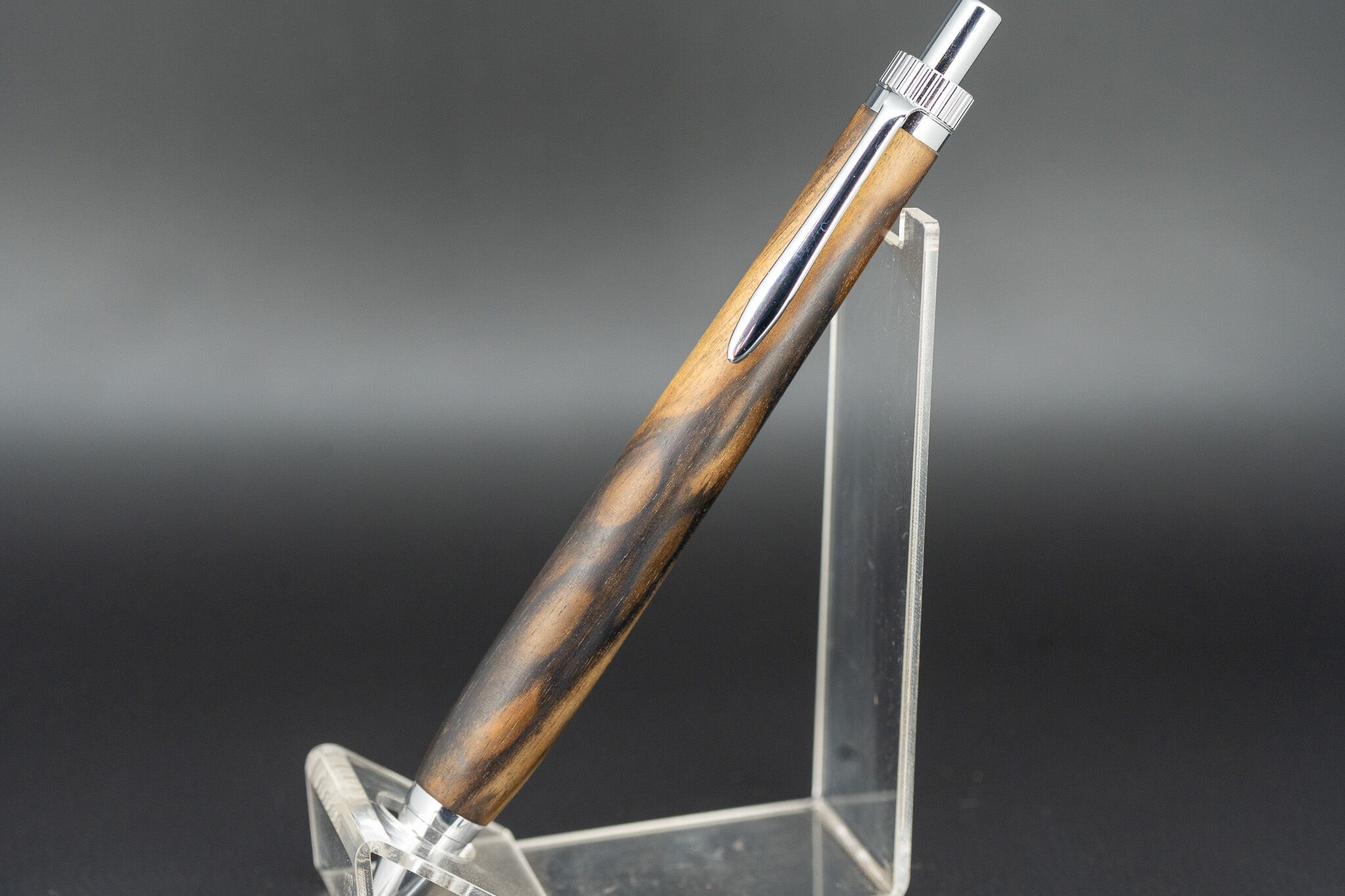 【魅惑の黒い紋様】黒柿 孔雀杢 特上 silver BP