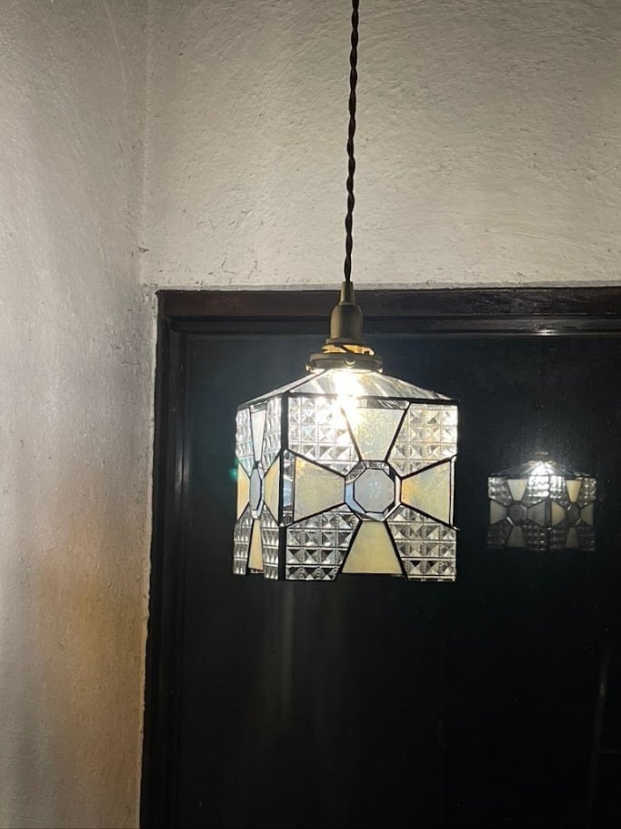 浪漫硝子‐花紋（ステンドグラスの吊りランプ）（ペンダント