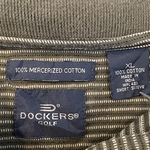 【DOCKERS】ポロシャツ XL ビッグサイズ ボーダー ドッカーズ カーキ US古着 アメリカ古着