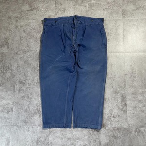30-40s 極太 フェード フレンチワーク 針式シンチ ブルー パンツ W41
