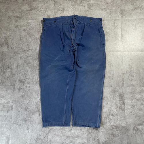 30-40s 極太 フェード フレンチワーク 針式シンチ ブルー パンツ W41