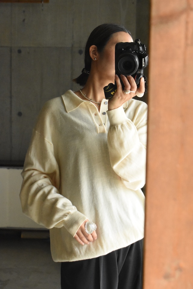 OK／90-00's "Jos.A.BANK" -Signature Collection- merino wool knit polo shirt.
