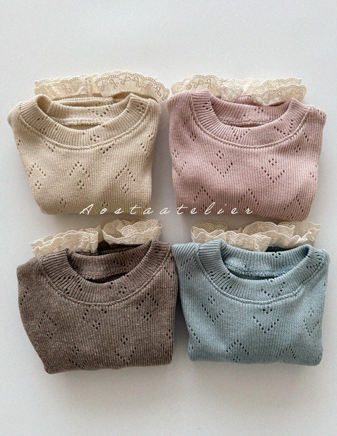 【予約】aosta 透かし柄裾レーストップス