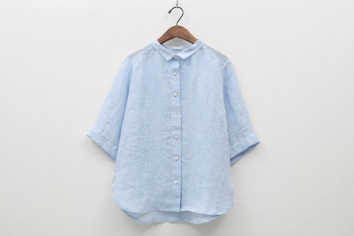 新品★日々　小森縫製　ヘンプローンのスタンドカラーシャツ　ブラウス　タグ付き ヘンプローンのスタンドカラーシャツ COL/エクリュ | 「日々」アトリエ