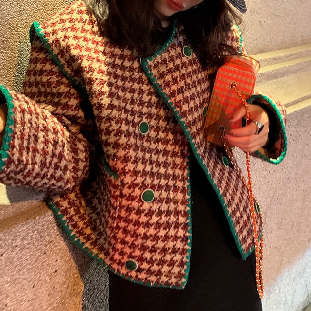green houndstooth jacket ＜c1473＞