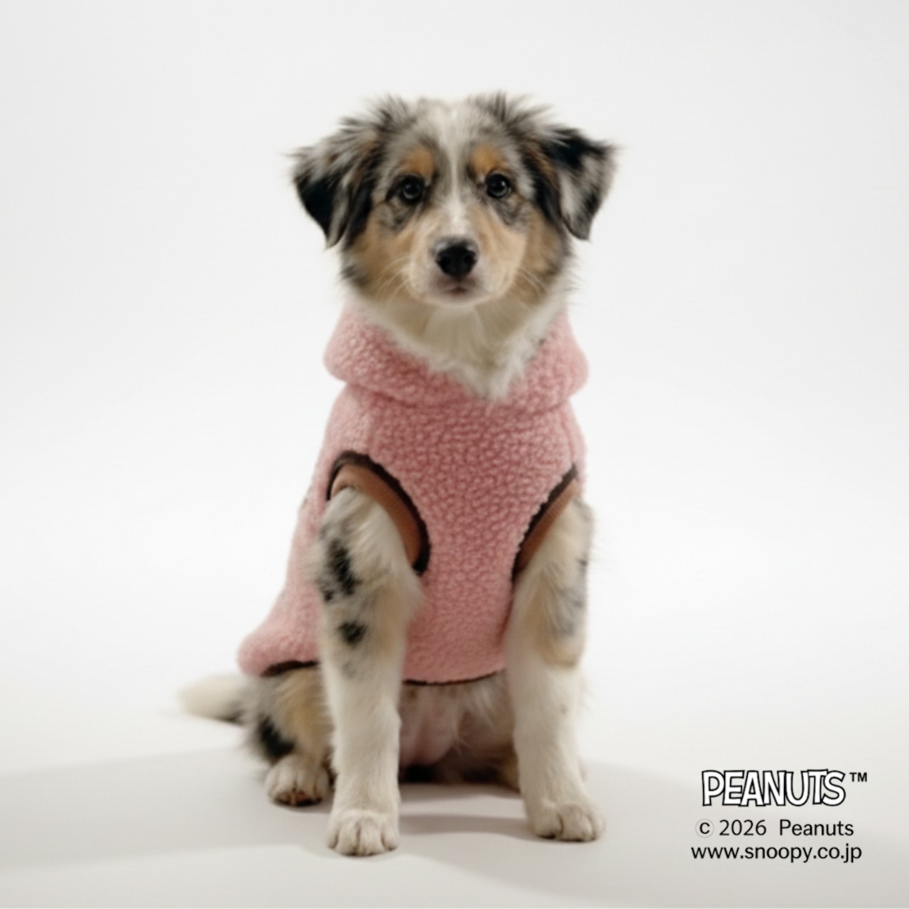 PEANUTS & MAISON TARTS MT24SN202-B-LS 半袖フードパーカー PI ピンク ナッピングウール×ラインストーン