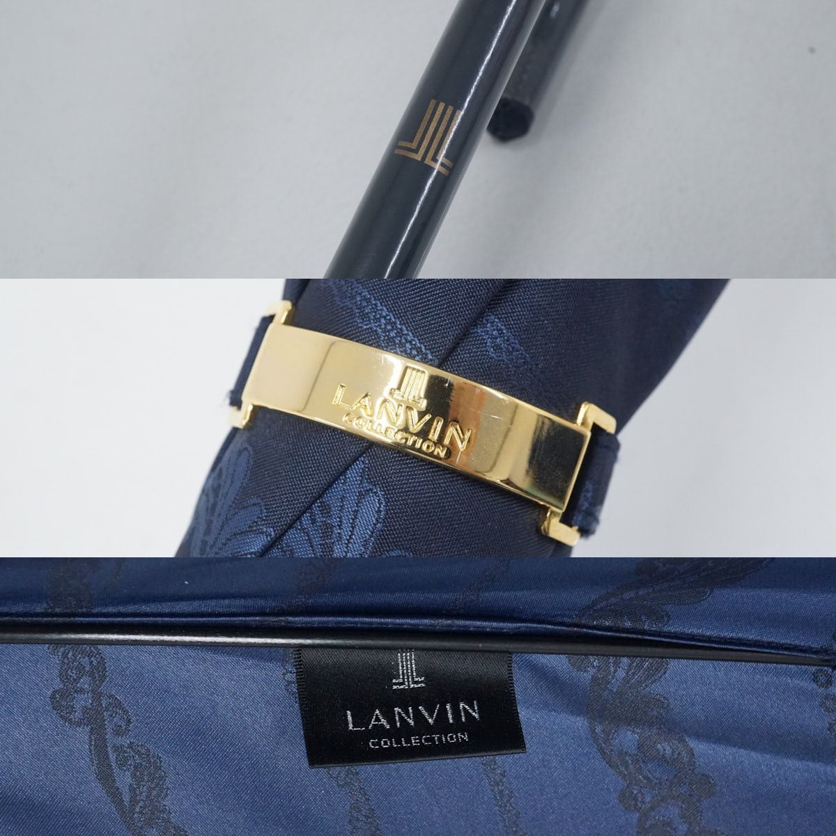 リラリラ様 ランバンコレクション　雨傘 ネイビー 耐風傘 LANVIN COLLECTION ランバン コレクション USED美品 ジャガード